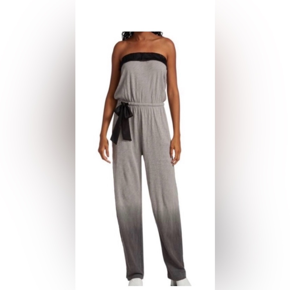 ATM Anthony Thomas Melillo Ombr'e Slub Strapless Jumpsuit Concrete XS